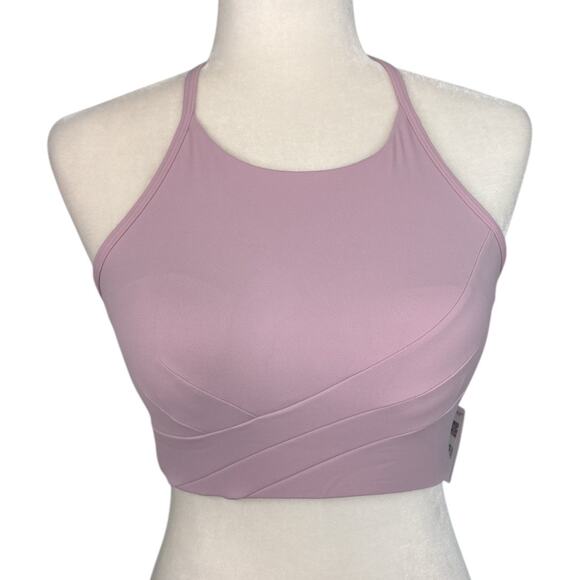 Lululemon Women's Flow Y Wrap-Front High-Neck Bra Pink Size 10 Light Support - Picture 1 of 6